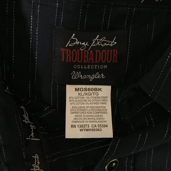 GEORGE STRAIT TROUBADOUR COLLECTION MEN'S XL - BLACK W/SILVER LONG SLEEVE SHIRT - Picture 7 of 7